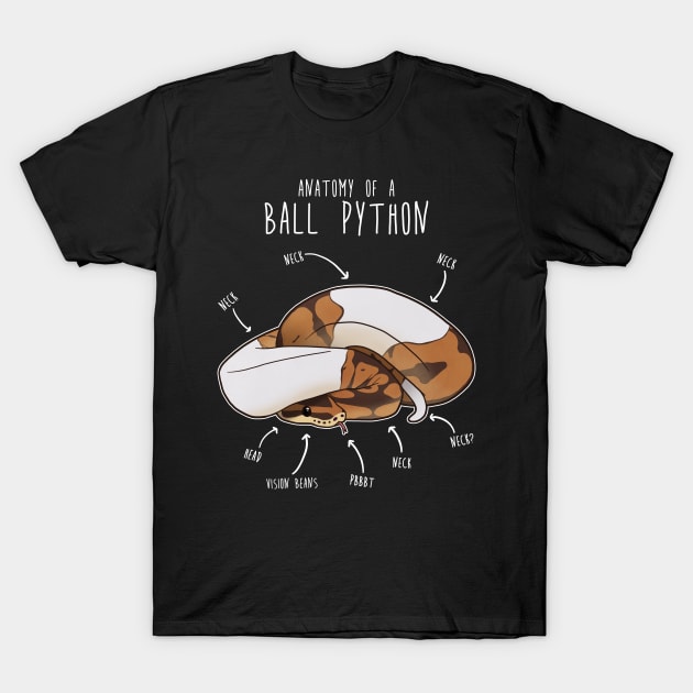 Anatomy of a Piebald Ball Python T-Shirt by Psitta